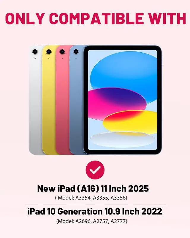 Alt view image 2 of 7 - for iPad (A16) 11th/10th Gen Case with 7 Color Backlit Keyboard Pink