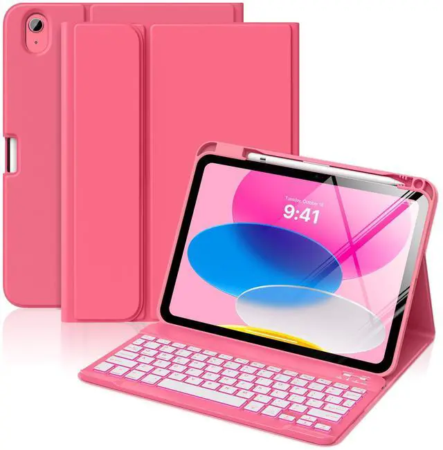 Main image of for iPad (A16) 11th/10th Gen Case with 7 Color Backlit Keyboard Pink