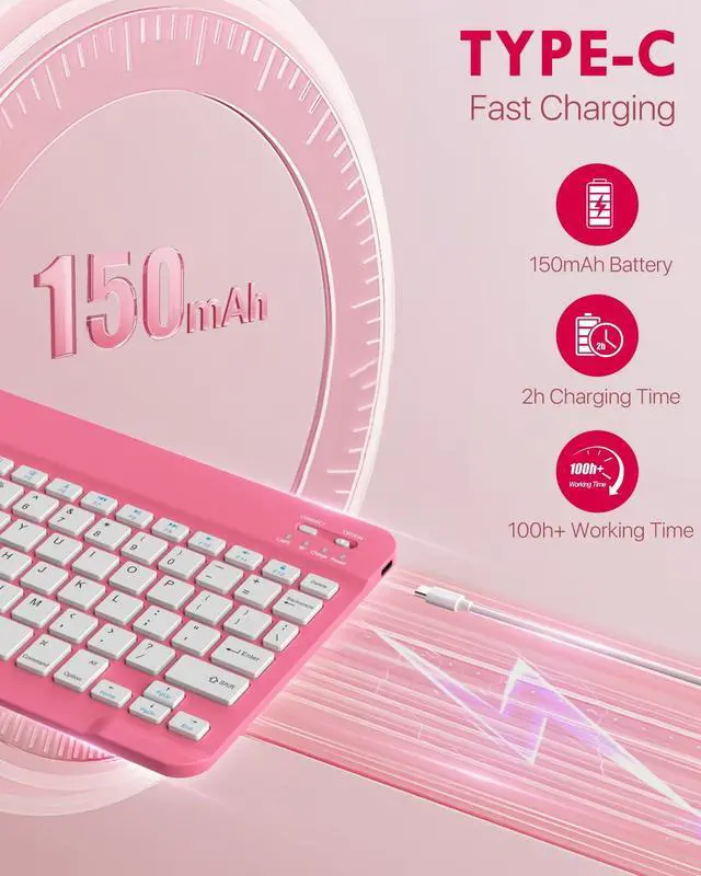Alt view image 5 of 7 - for iPad (A16) 11th/10th Gen Case with 7 Color Backlit Keyboard Pink