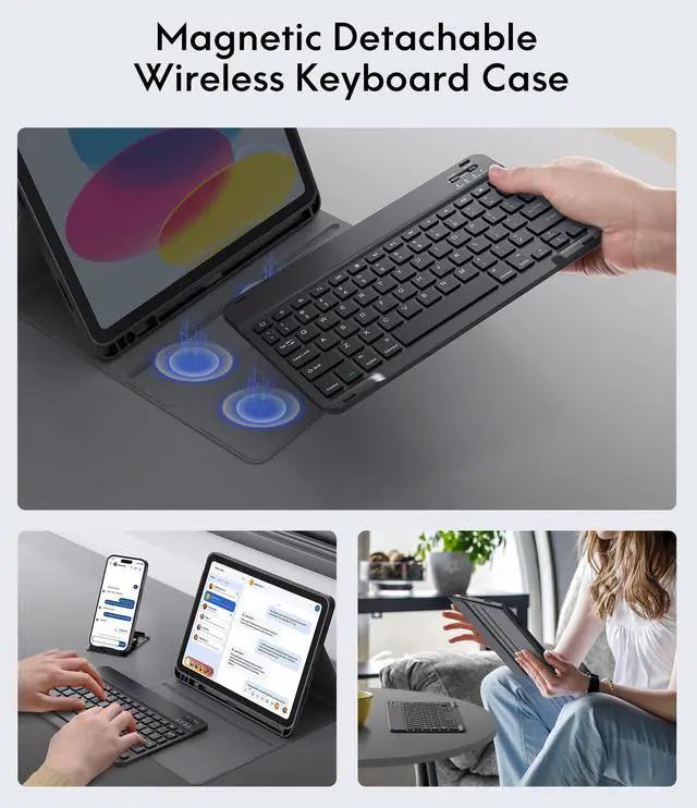 Alt view image 4 of 7 - Keyboard Case for iPad A16 11th/10th Gen, Black