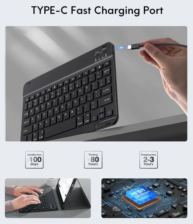 Alt view image 6 of 7 - Keyboard Case for iPad A16 11th/10th Gen, Black