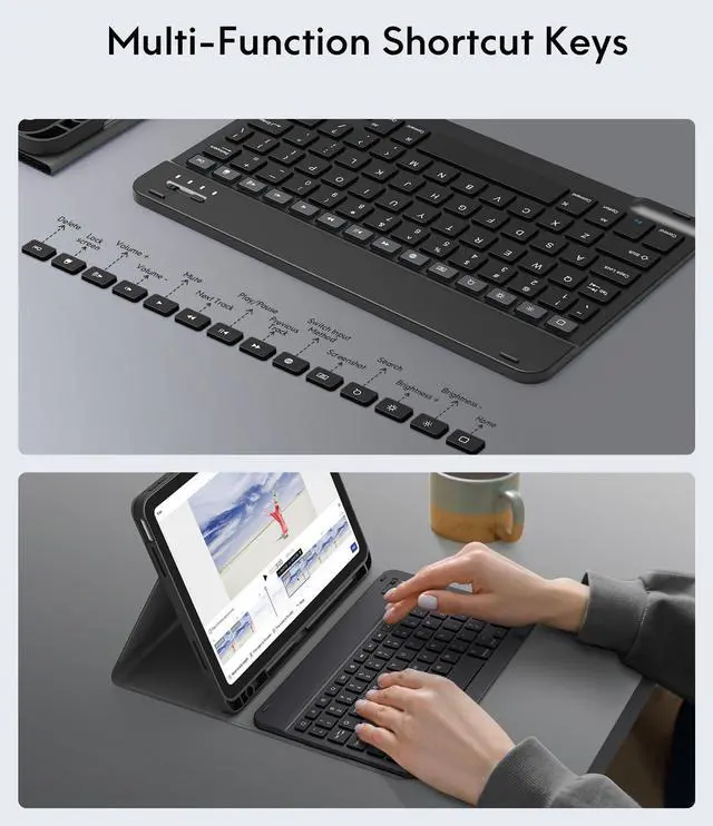 Alt view image 5 of 7 - Keyboard Case for iPad A16 11th/10th Gen, Black