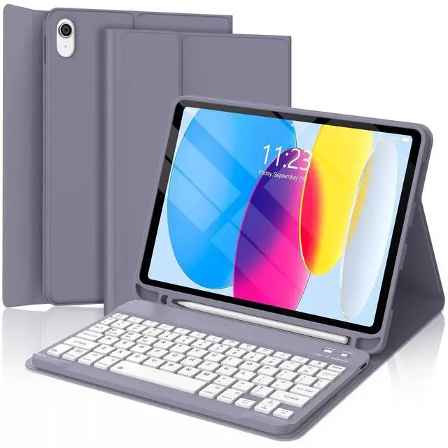 Main image of For ipad A16 11th/10th Gen case with keyboard(2025/2022),Lavender Purple