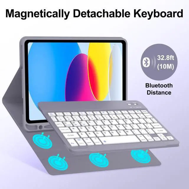 Alt view image 3 of 7 - For ipad A16 11th/10th Gen case with keyboard(2025/2022),Lavender Purple