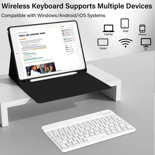 Alt view image 6 of 7 - for iPad 6/5th Generation Case with Keyboard 9.7 Inch 2018/2017 iPad Air 2/1, Detachable Wireless Bluetooth iPad Keyboard Case with Built-in Left Side Pencil Holder Auto Wake/Sleep (Black)