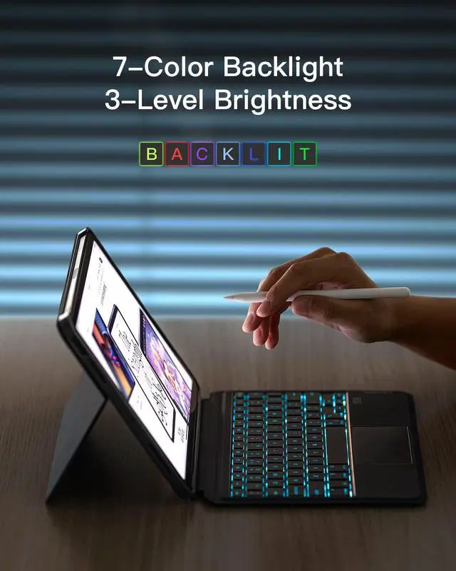 Alt view image 4 of 6 - for iPad Air 11/Pro 11Inch Case with Keyboard, Magnetic Detachable