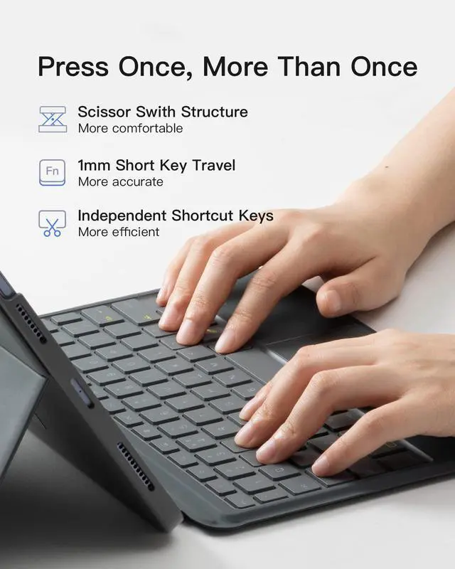 Alt view image 6 of 6 - for iPad Air 11/Pro 11Inch Case with Keyboard, Magnetic Detachable