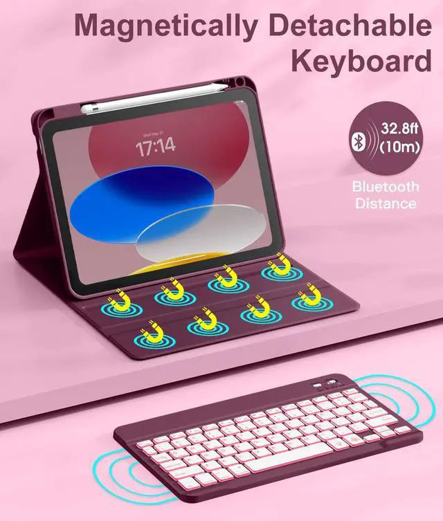 Alt view image 4 of 7 - for iPad A16 11th 10th Generation Case with Keyboard - Wireless