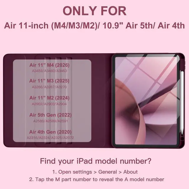 Alt view image 2 of 7 - for iPad Air 11 Inch & Air 5th 4th Generation Case with Keyboard