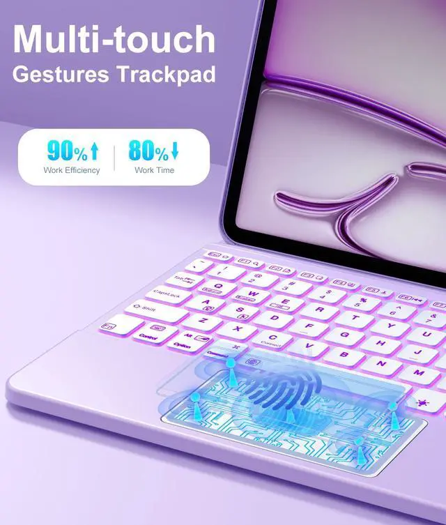 Alt view image 4 of 7 - for iPad Air 11-inch & Air 5/4th Generation Case with Keyboard - 360