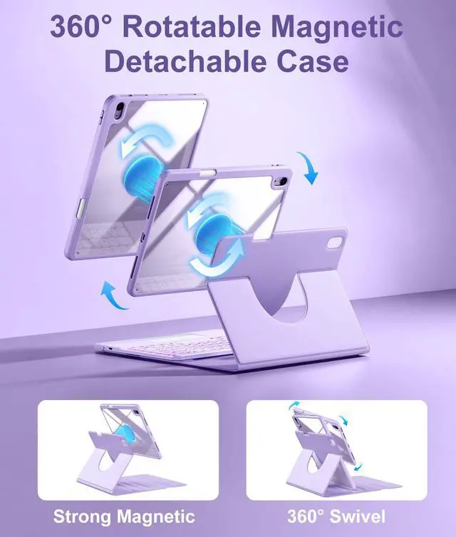 Alt view image 5 of 7 - for iPad Air 11-inch & Air 5/4th Generation Case with Keyboard - 360