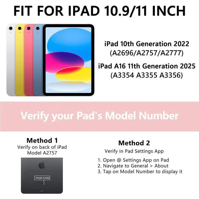 Alt view image 2 of 7 - for ipad A16 11th 10th Generation Case with Keyboard, 360° Swivel