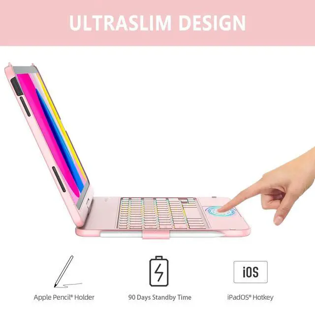 Alt view image 5 of 7 - for ipad A16 11th 10th Generation Case with Keyboard, 360° Swivel