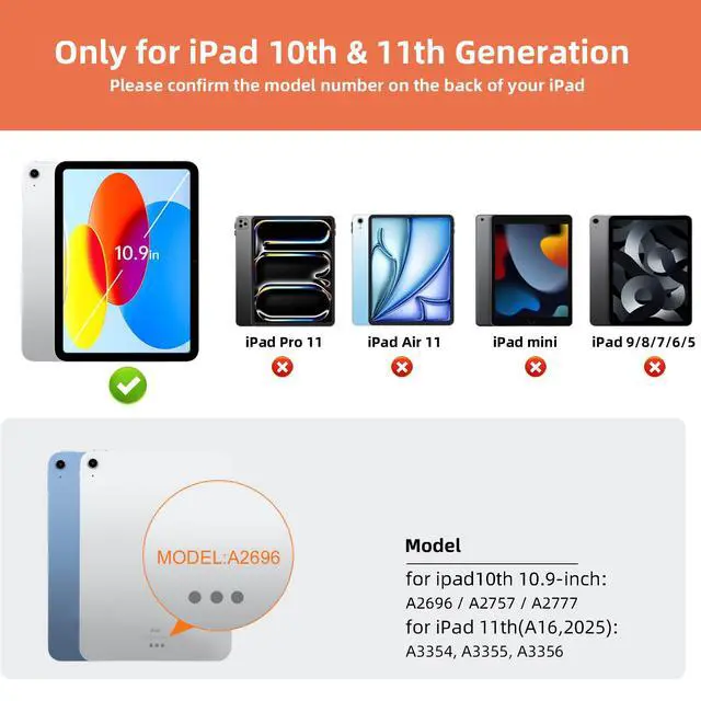 Alt view image 2 of 7 - Magnetic Detachable Case with Keyboard for iPad 10th & 11th Gen(A16, 2025)