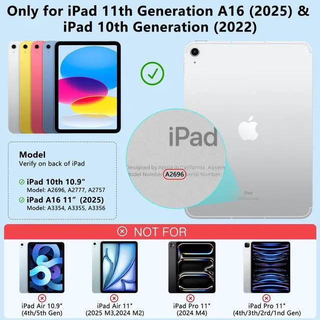 Alt view image 2 of 7 - Touch Keyboard Case for iPad A16 11th Generation/10th Generation 10.9 inch