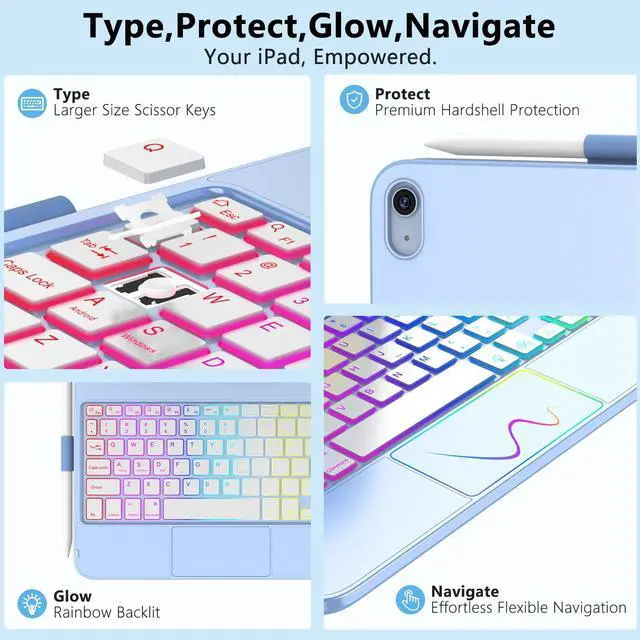 Alt view image 6 of 7 - Touch Keyboard Case for iPad A16 11th Generation/10th Generation 10.9 inch