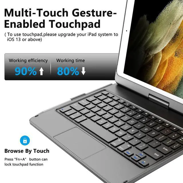 Alt view image 2 of 7 - Touch for iPad 9th Generation Case with Keyboard (10.2", 2021)