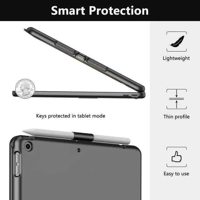 Alt view image 3 of 7 - Touch for iPad 9th Generation Case with Keyboard (10.2", 2021)