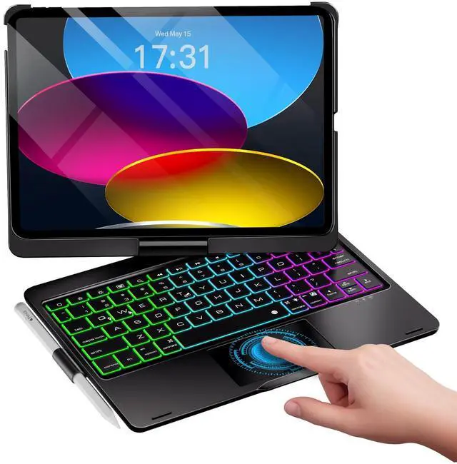 Main image of iPad A16 11th/10th/Air 11 Case with Keyboard, 360 Rotating, Black