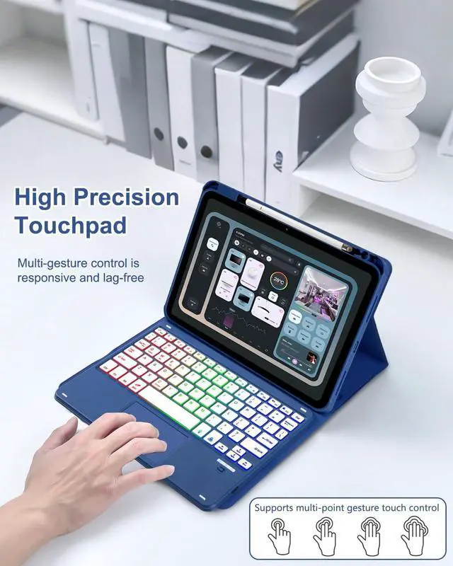 Alt view image 3 of 7 - Touchpad Keyboard Case for iPad A16 11th/10th Generation/Air 11