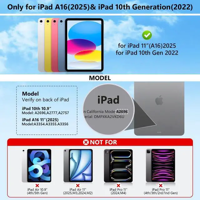 Alt view image 2 of 7 - For iPad 11th 10th Generation Case with KeyboardMagic Keyboard with Multi-Touch Trackpad for iPad A16 Case with KeyboardBacklitghtFloating Cantilever Stand Magnetic Case for iPads (A16) /10th Gen