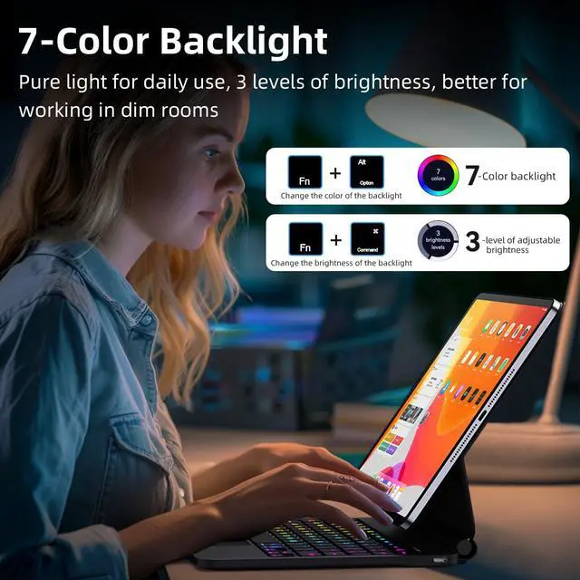 Alt view image 5 of 7 - For iPad 11th 10th Generation Case with KeyboardMagic Keyboard with Multi-Touch Trackpad for iPad A16 Case with KeyboardBacklitghtFloating Cantilever Stand Magnetic Case for iPads (A16) /10th Gen