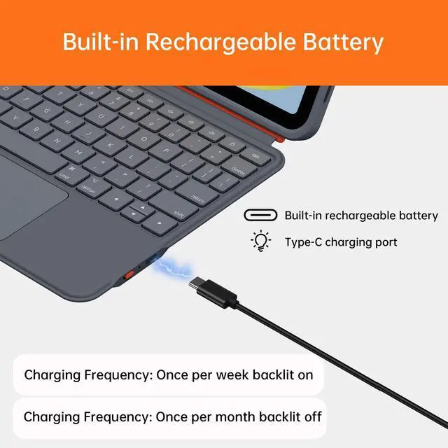 Alt view image 7 of 7 - Magnetic Detachable Case with Keyboard for iPad 10th & 11th Gen(A16, 2025)