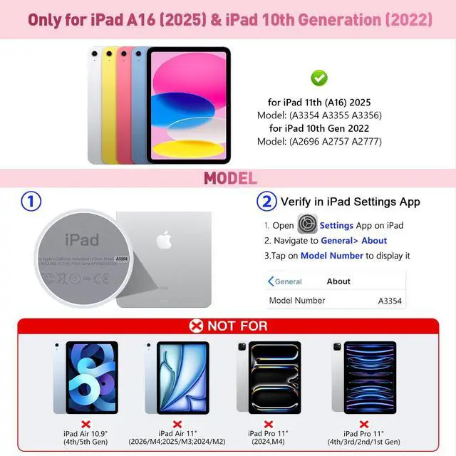 Alt view image 2 of 7 - for iPad 11th (A16, 2025)/10th Generation Case with Keyboard, Portrait/Landscape, 11-Color Backlit & Multi-Touch Trackpad, Detachable Case & Stain-Resistant Leather, Pencil Buckle, Hot Pink