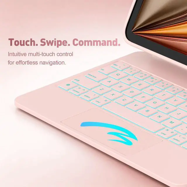 Alt view image 4 of 7 - for iPad Air 11-inch Case with Keyboard (M3/M2, 2025/2024), Keyboard for iPad Pro 11" (1/2/3/4th Gen) & Air 4/5, Portrait/Landscape Mode, 11-Color Backlit, Removable Protective Case, Pink