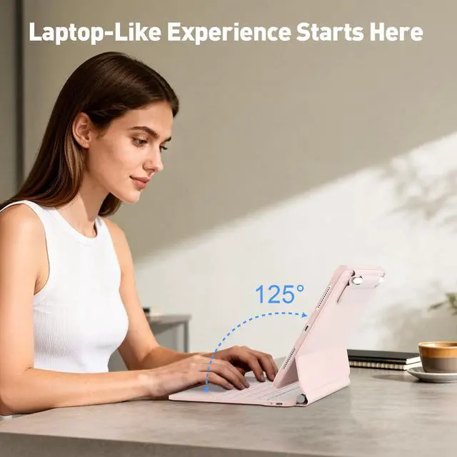 Alt view image 6 of 7 - for iPad Air 11-inch Case with Keyboard (M3/M2, 2025/2024), Keyboard for iPad Pro 11" (1/2/3/4th Gen) & Air 4/5, Portrait/Landscape Mode, 11-Color Backlit, Removable Protective Case, Pink