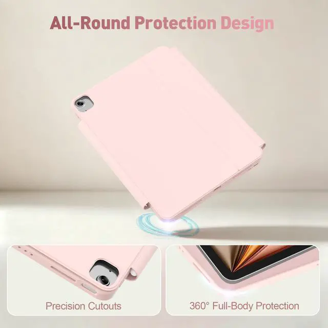 Alt view image 7 of 7 - for iPad Air 11-inch Case with Keyboard (M3/M2, 2025/2024), Keyboard for iPad Pro 11" (1/2/3/4th Gen) & Air 4/5, Portrait/Landscape Mode, 11-Color Backlit, Removable Protective Case, Pink