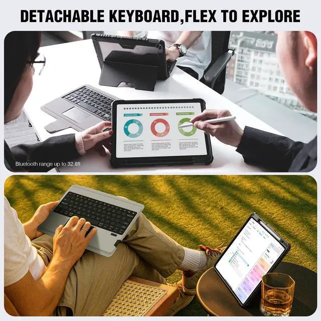 Alt view image 4 of 7 - Protective iPad A16 11th 10th Gen Case with Keyboard, Portrait/Landscape Modes, Detachable Keyboard with Multi-Touch Trackpad, Camera Cover & Pencil Holder for iPad 11th 2025/10th 2022 10.9"