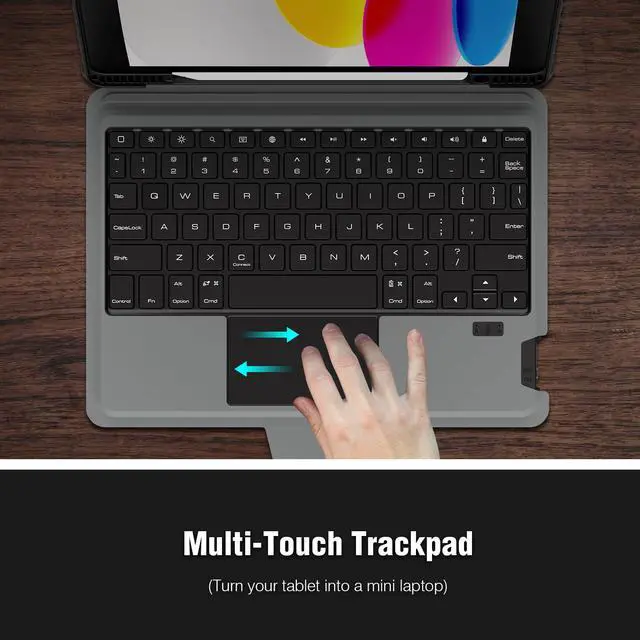Alt view image 5 of 7 - Protective iPad A16 11th 10th Gen Case with Keyboard, Portrait/Landscape Modes, Detachable Keyboard with Multi-Touch Trackpad, Camera Cover & Pencil Holder for iPad 11th 2025/10th 2022 10.9"