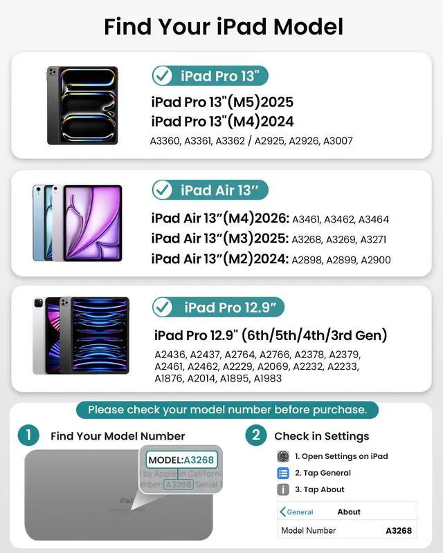 Alt view image 3 of 7 - Keyboard Case for iPad 13" & 12.9", Trackpad, 360° Rotating