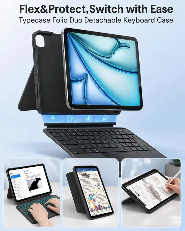 Alt view image 3 of 7 - for iPad A16 11th/10th, Air 11 Inch M4/M3/M2/5th/4th Keyboard Case
