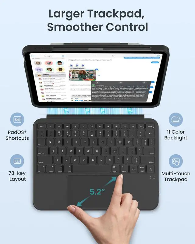 Alt view image 5 of 7 - for iPad A16 11th/10th, Air 11 Inch M4/M3/M2/5th/4th Keyboard Case