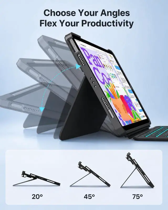 Alt view image 6 of 7 - for iPad A16 11th/10th, Air 11 Inch M4/M3/M2/5th/4th Keyboard Case
