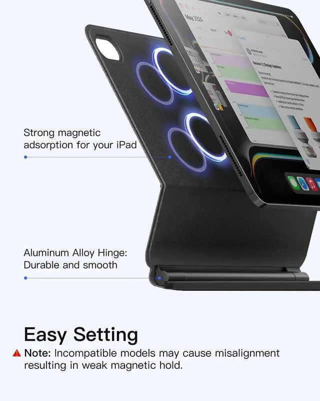 Alt view image 3 of 7 - for iPad (A16) 11th/10th Case with Keyboard, Floating Cantilever