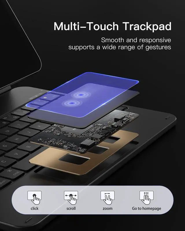 Alt view image 7 of 7 - for iPad (A16) 11th/10th Case with Keyboard, Floating Cantilever