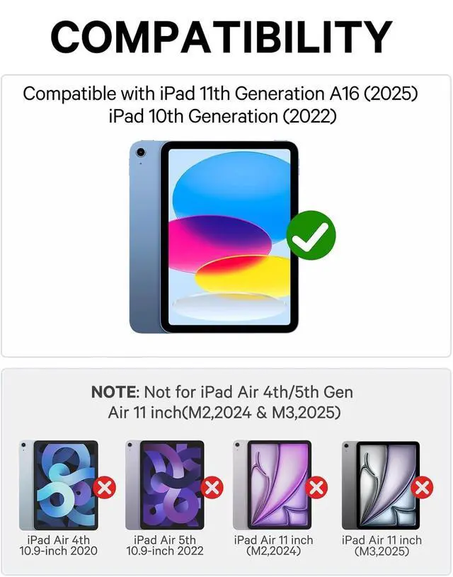 Alt view image 2 of 7 - for iPad 11th(A16,2025)/10th(2022) Generation Case with Keyboard