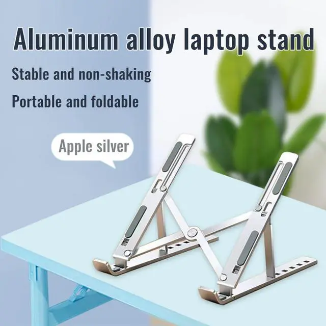 Alt view image 2 of 7 - Desktop Laptop Stand, iPad Stand, Aluminum Alloy, Portable Foldable, 7 Level Adjustable, Ergonomic, Suitable for Laptops Up to 18 Inches, Easily Put it in Bag and use it Anywhere (1, Silver)