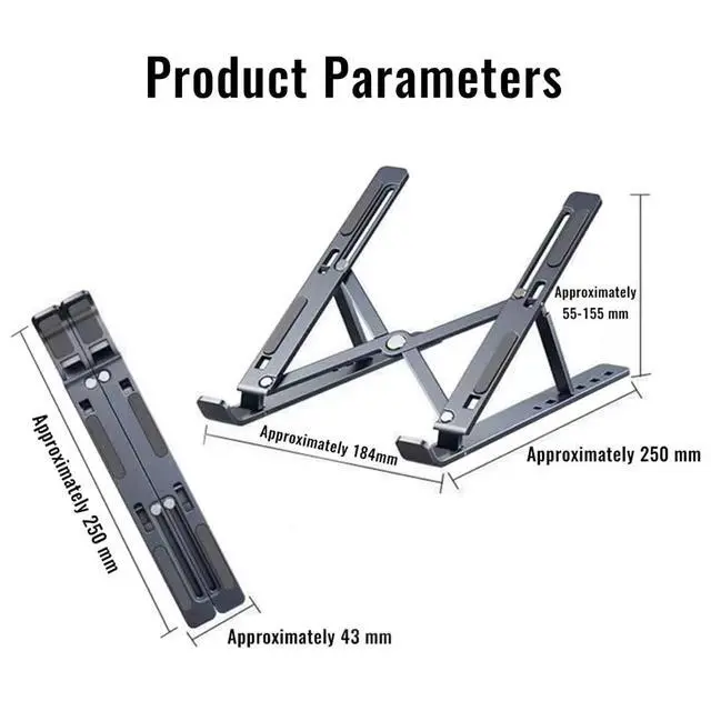 Alt view image 7 of 7 - Desktop Laptop Stand, iPad Stand, Aluminum Alloy, Portable Foldable, 7 Level Adjustable, Ergonomic, Suitable for Laptops Up to 18 Inches, Easily Put it in Bag and use it Anywhere (1, Silver)
