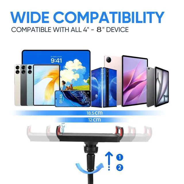Alt view image 2 of 6 - Lazy Bracket Gooseneck Tablet Holder for Bed, 360 Flexible Long Arm Adjustable Tablets Stand Clamp for Desk Phone Mount, Compatible with iPad 4" - 8" Tablet Gooseneck Holder Cell Phone Stand