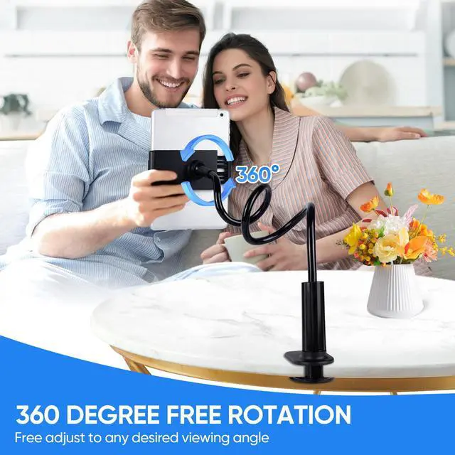 Alt view image 3 of 6 - Lazy Bracket Gooseneck Tablet Holder for Bed, 360 Flexible Long Arm Adjustable Tablets Stand Clamp for Desk Phone Mount, Compatible with iPad 4" - 8" Tablet Gooseneck Holder Cell Phone Stand