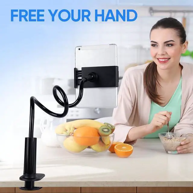 Alt view image 5 of 6 - Lazy Bracket Gooseneck Tablet Holder for Bed, 360 Flexible Long Arm Adjustable Tablets Stand Clamp for Desk Phone Mount, Compatible with iPad 4" - 8" Tablet Gooseneck Holder Cell Phone Stand