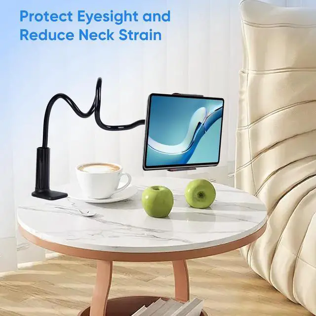 Alt view image 4 of 6 - Lazy Bracket Gooseneck Tablet Holder for Bed, 360 Flexible Long Arm Adjustable Tablets Stand Clamp for Desk Phone Mount, Compatible with iPad 4" - 8" Tablet Gooseneck Holder Cell Phone Stand