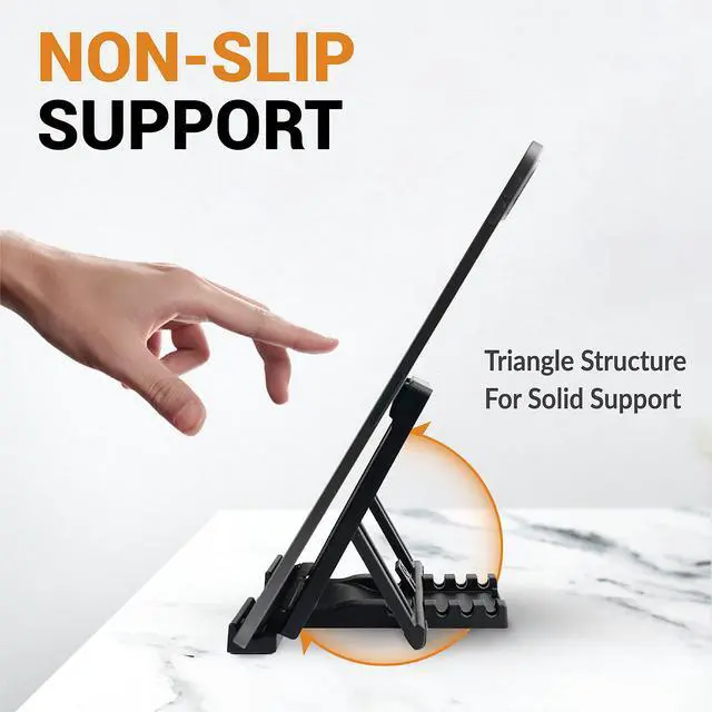Alt view image 3 of 6 - Tablet Stand for iPad, 5-Angle Foldable Holder for Desk, Bed & Couch, Non-Slip Base, Compatible with iPad, iPhone, Kindle, Samsung Galaxy & E-Readers, Portrait & Landscape