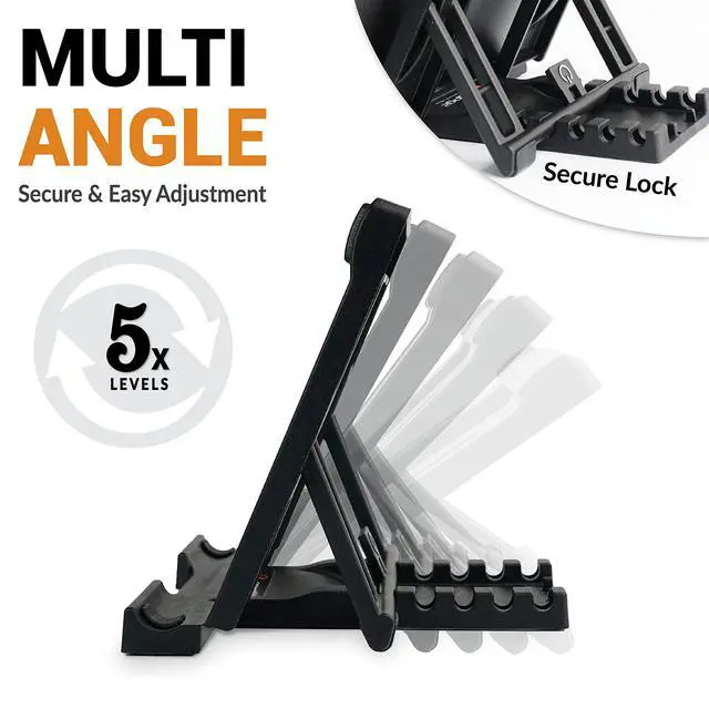 Alt view image 2 of 6 - Tablet Stand for iPad, 5-Angle Foldable Holder for Desk, Bed & Couch, Non-Slip Base, Compatible with iPad, iPhone, Kindle, Samsung Galaxy & E-Readers, Portrait & Landscape
