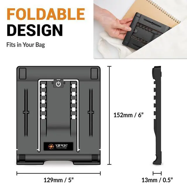 Alt view image 4 of 6 - Tablet Stand for iPad, 5-Angle Foldable Holder for Desk, Bed & Couch, Non-Slip Base, Compatible with iPad, iPhone, Kindle, Samsung Galaxy & E-Readers, Portrait & Landscape