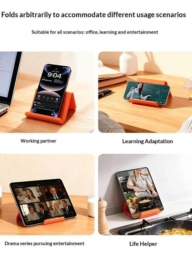 Alt view image 3 of 7 - Flexible Foldable Phone Holder Black